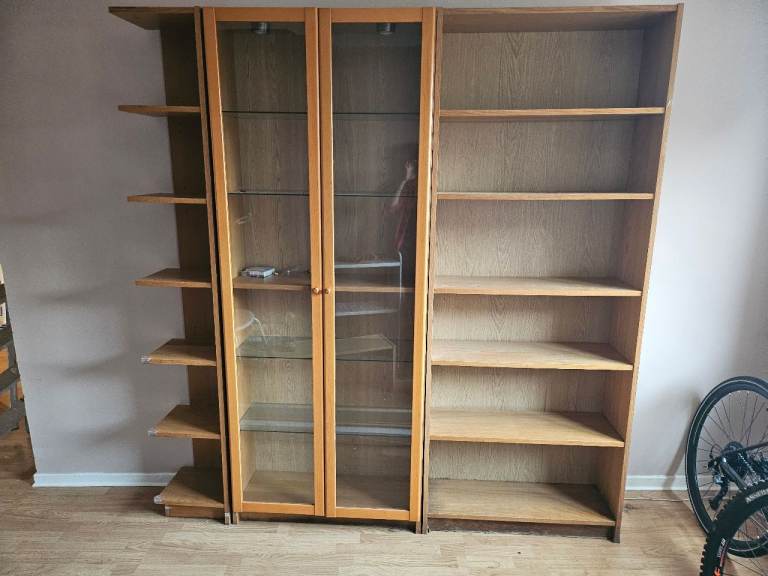 Bookshelf with glass display cabinet