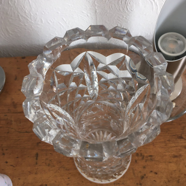 Thick Heavy Solid Crystal tall Vase