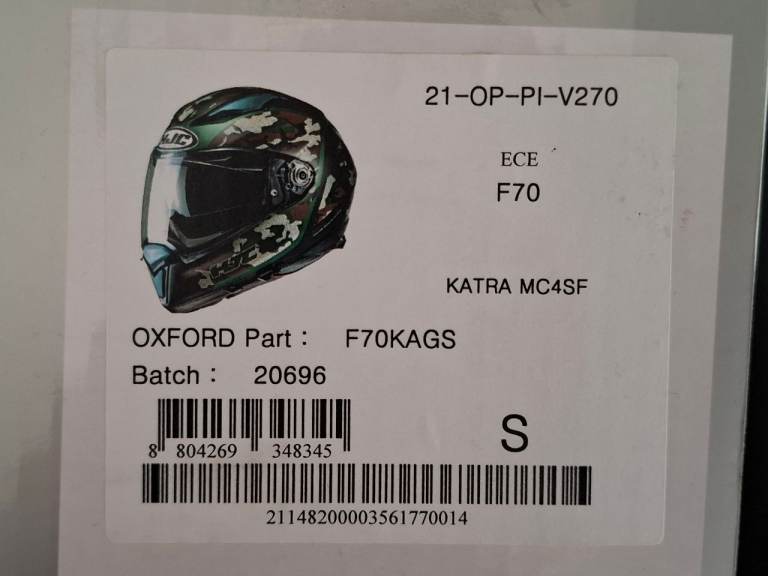 Unused motorcycle helmet