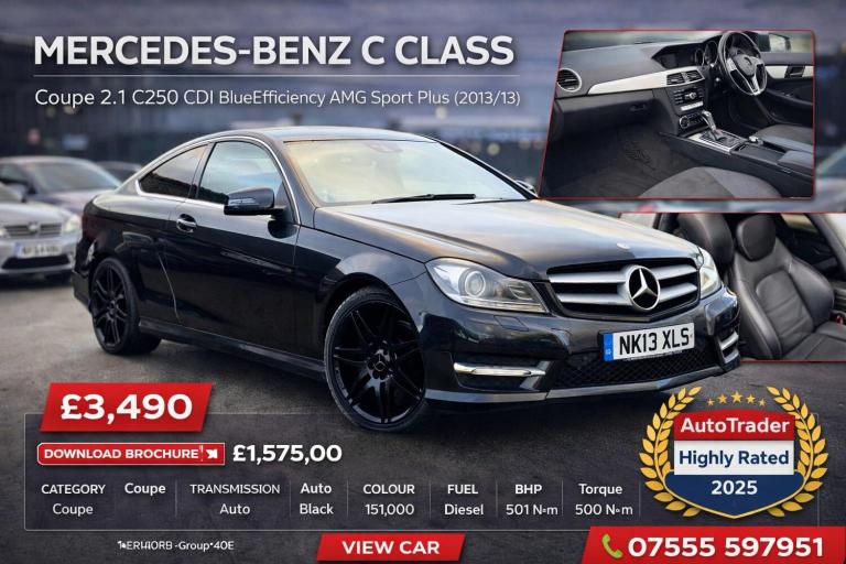 2013 Mercedes-Benz C Class 2.1 C250 CDI BlueEfficiency AMG Sport Plus COUPE Diesel Automatic