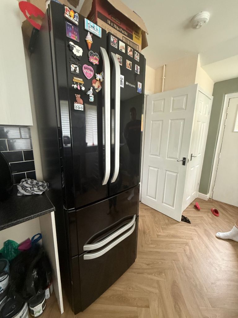 Black Hotpoint American Fridge Freezer, Fair Condition