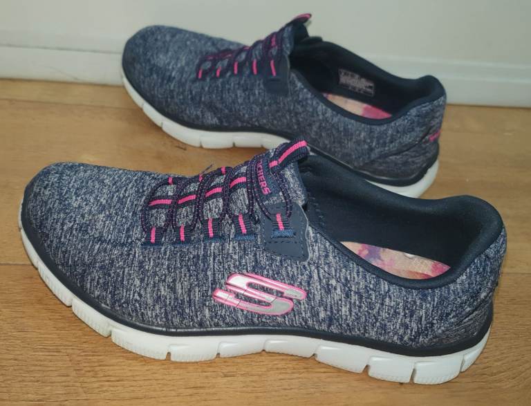 SKECHERS Womens Relaxed Fit Air-Cooled Memory Foam Trainers Blue UK 5 USED WORN