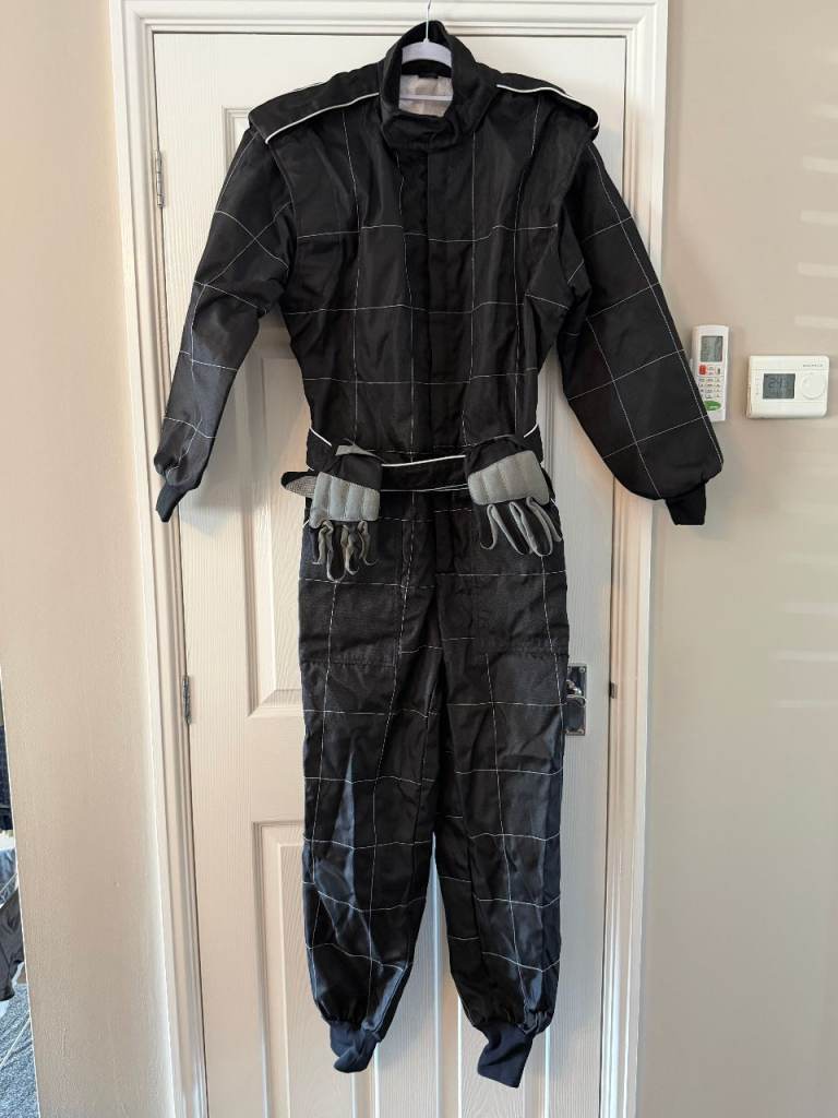 Black Fabric Racing Suit / Go-Kart Overalls - Size 48, new Condition