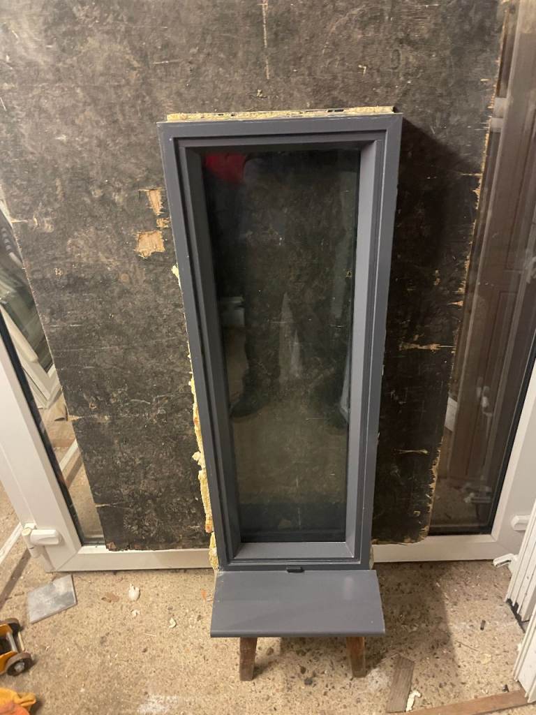 H 101 x W 35 cm - ANTHRACITE ALUMINIUM DOUBLE GLAZED WINDOW-CLEAR GLASS**BY ORIGIN**(REF: SJ473) 