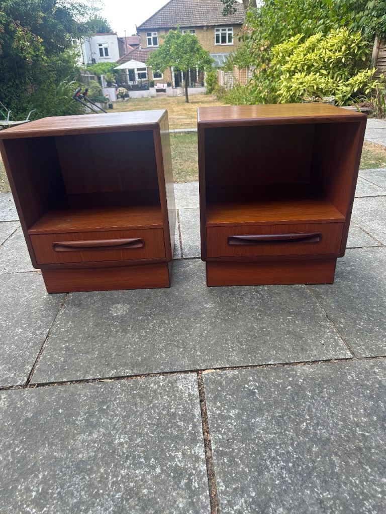 Pair of G-Plan Mid Century Bedside Tables - Brown Wood