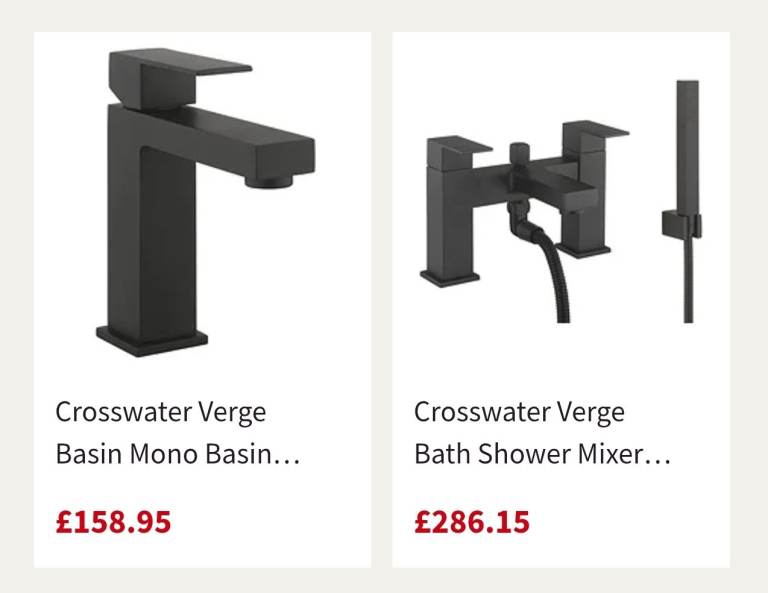 image for CROSSWATER BATH MIXER SHOWER AND BASIN TAP MATT BLACK BRAND NEW VR422DM VR110DNM 