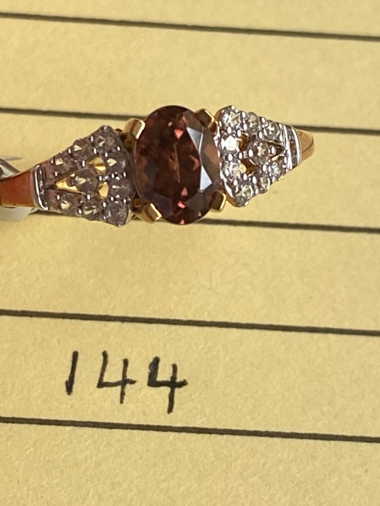 New Zanzibar 'Sunburst' Zircon Ring in 9k Gold, Size P-Q