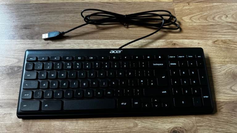 ACER KB69211 Chrome UK USB Wired Slim Office Home Desktop Keyboard Black