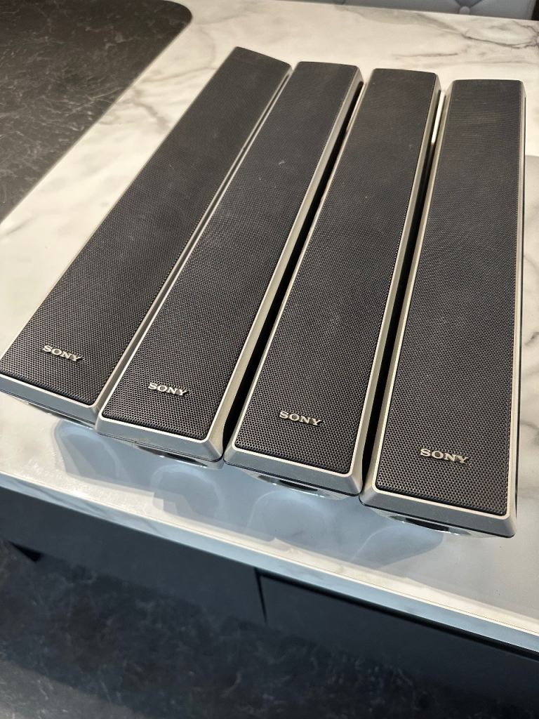 Sony Speakers - Set of 4, Silver/Black, Good Condition