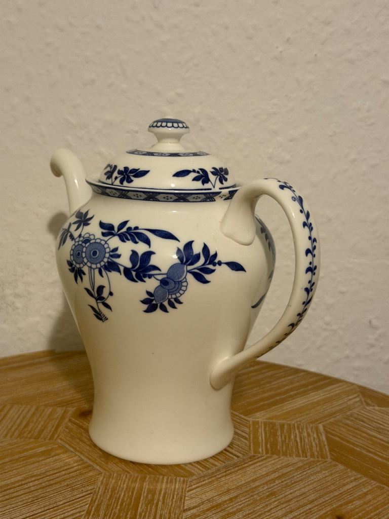 Minton Blue Delft Bone China Coffee Pot Made in England