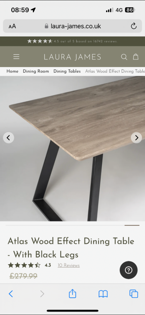 image for Dining table - chairs not included
