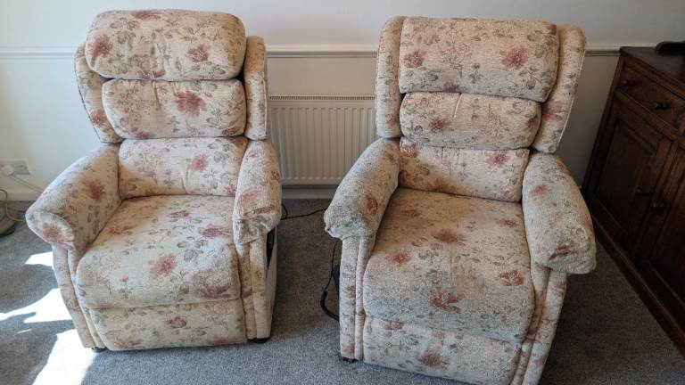 Pair of Oak Tree Mobility Electric Recliner Armchairs