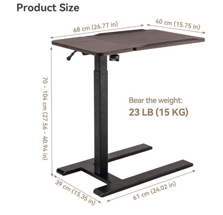 SIHOO D01 Overbed Table - Height & Tilt Adjustable