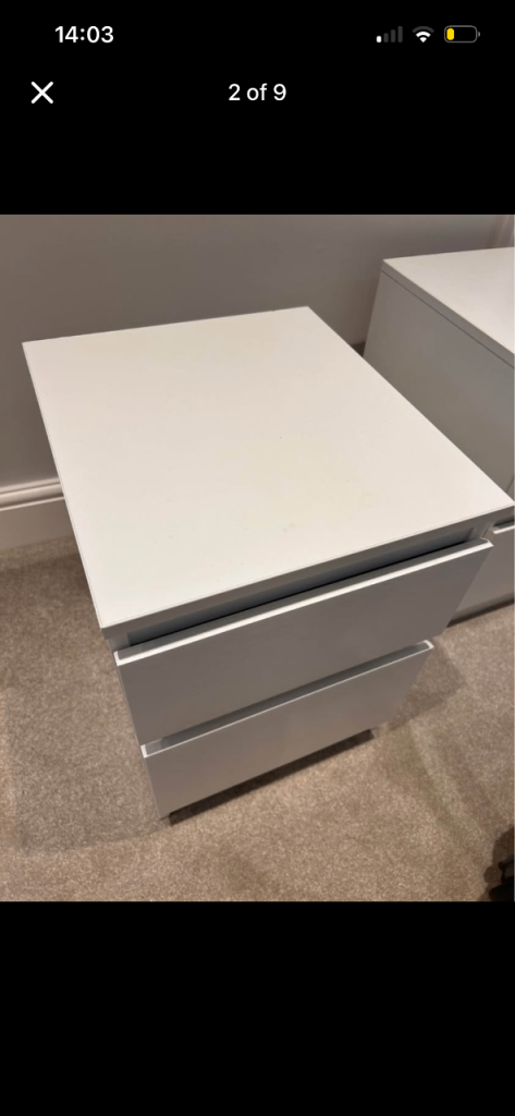 White 2-Drawer Bedside Tables