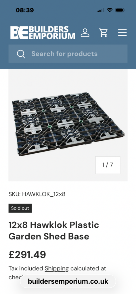 Hawklock shed base 