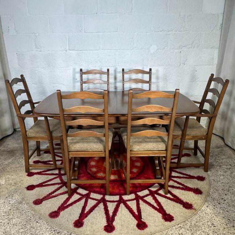 Vintage Ercol Dining Set Dorchester Extending Table & 8 Chairs Golden Dawn