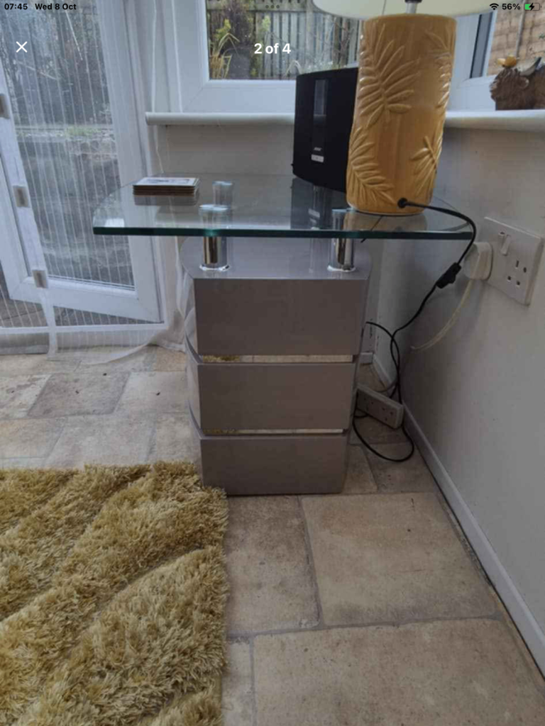 Stylish glass and grey TV unit