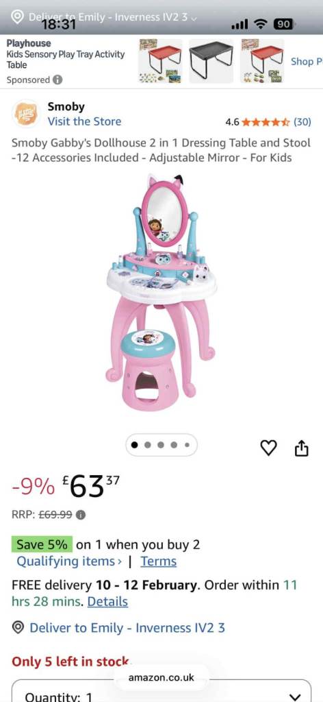 Gabby's Doll House Vanity Table