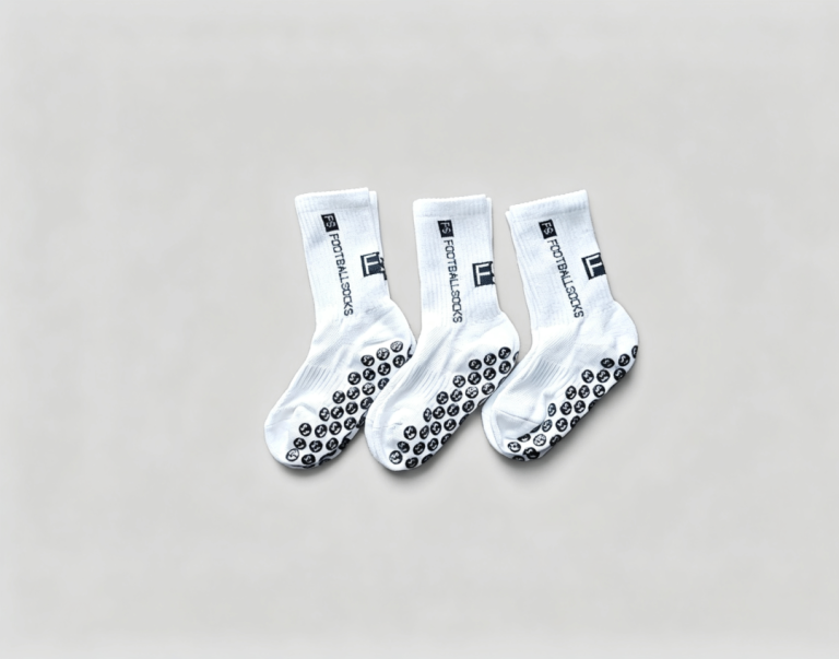 New Football Grip Socks for kids– White, 3 Pairs