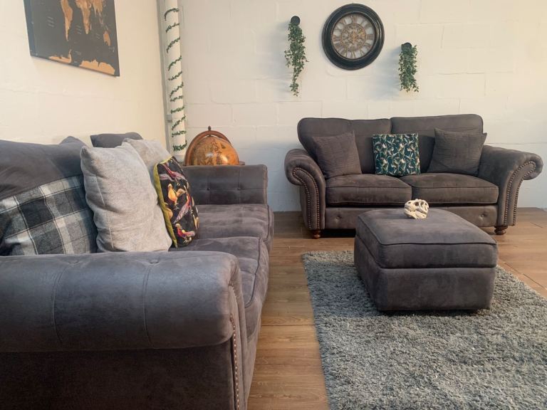 DFS 3 and 2 seater sofas studded 