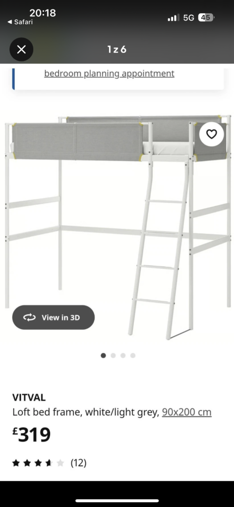 Vitval ikea loft bed frame………smoke free home