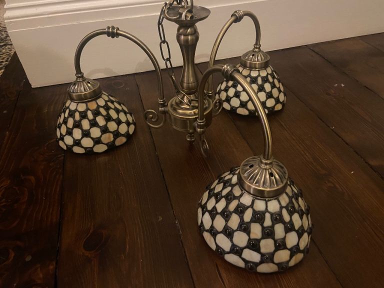Tiffany Style 3 arm Chandelier ceiling light lamp vintage 