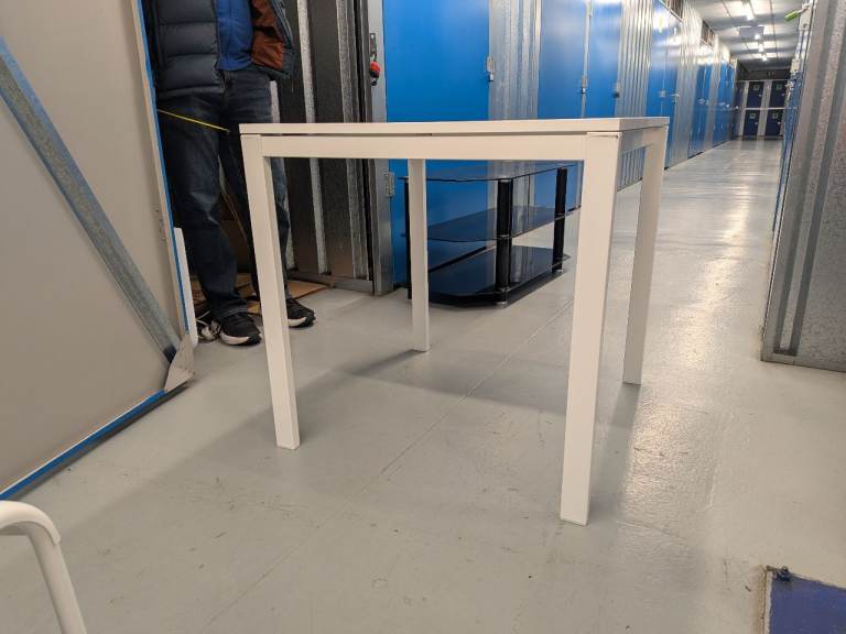 IKEA white table & 2 chairs – fair/good condition – collection from Corby