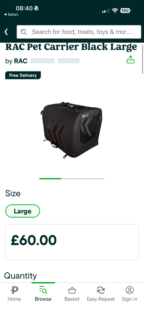 RAC dog carrier large