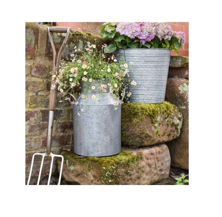 Wedding props: galvanised steel milk churns x 2 