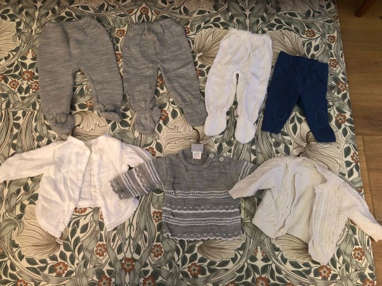 Baby Knitwear Bundle: Cardigans, Jumper, and Leggings (Newborn to 1 Month)