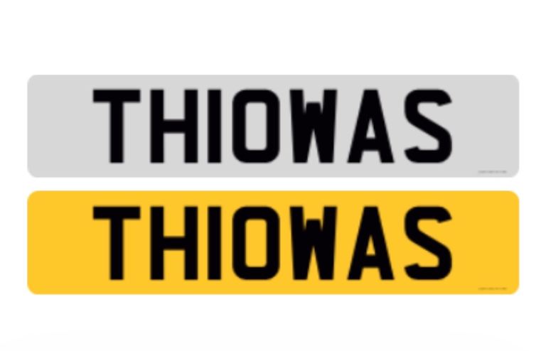 Tom Thomas private personal registration number plate on retention certificate 
