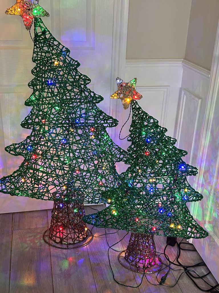 Pair of Light-Up Christmas Tree Decorations with Stars