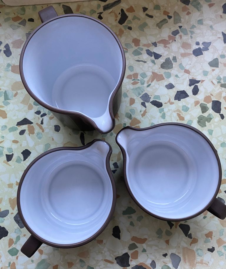 Three Hornsea Pottery Sauce Jugs, 1970’s Palatine pattern