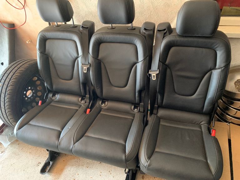 Mercedes V Class/ Vito seats Nappa Black Leather with storage brackets 
