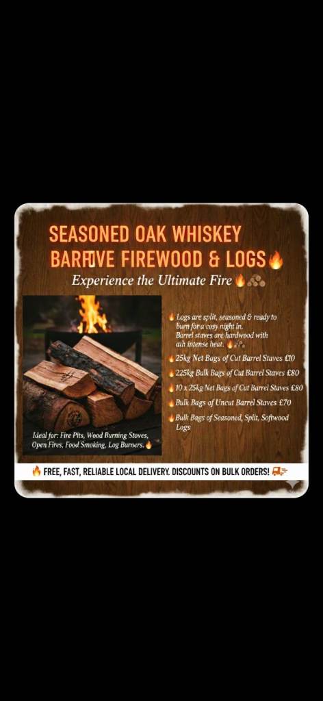 🔥FIREWOOD🪵   logs, oakwood barrel staves. Dry and ready to burn 🔥 
