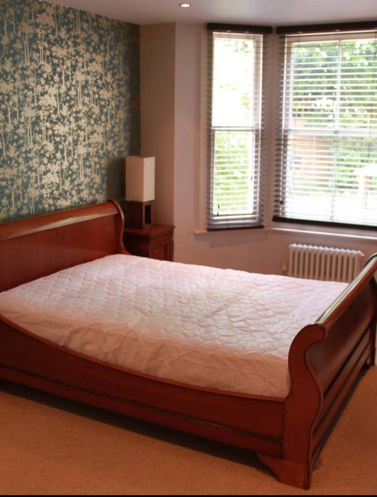 SOLD - Double sleigh bed frame - Mahogany 