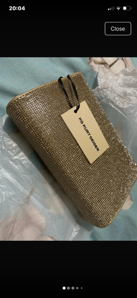 KG Kurt Geiger Gold Clutch Bag – Brand New with Tags