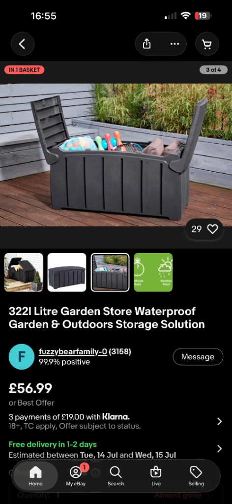 Large Grey Garden Storage Box - 322 Litre