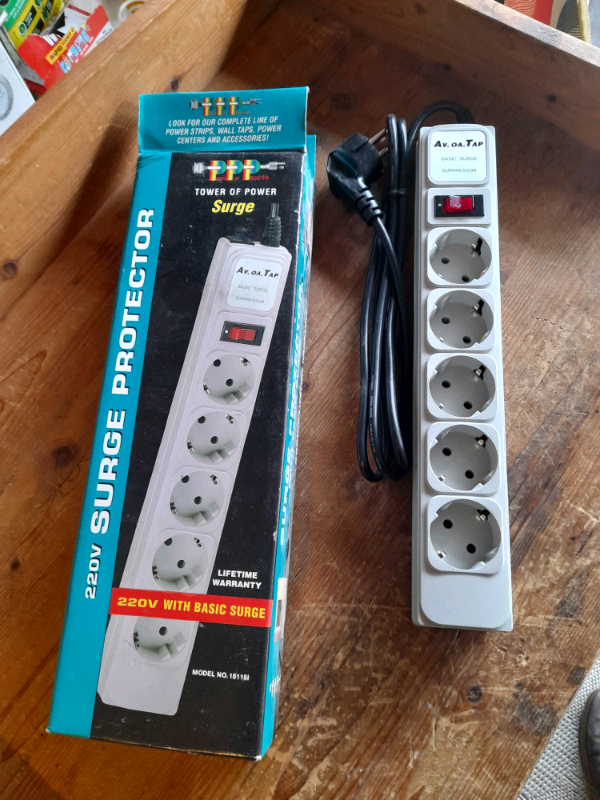 Brand New Boxed European 5 Port Surge Protected Extension Lead