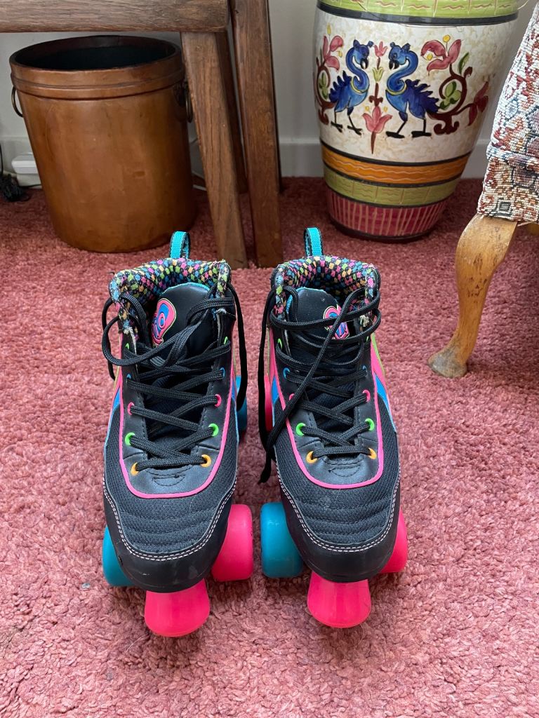 Kids Rio roller boots , size 4, with helmet