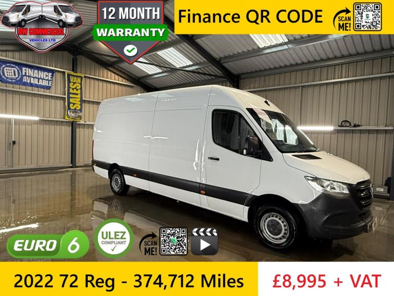 2022 72 Reg Mercedes Sprinter 315 CDI 150 Progressive LWB Van + VAT