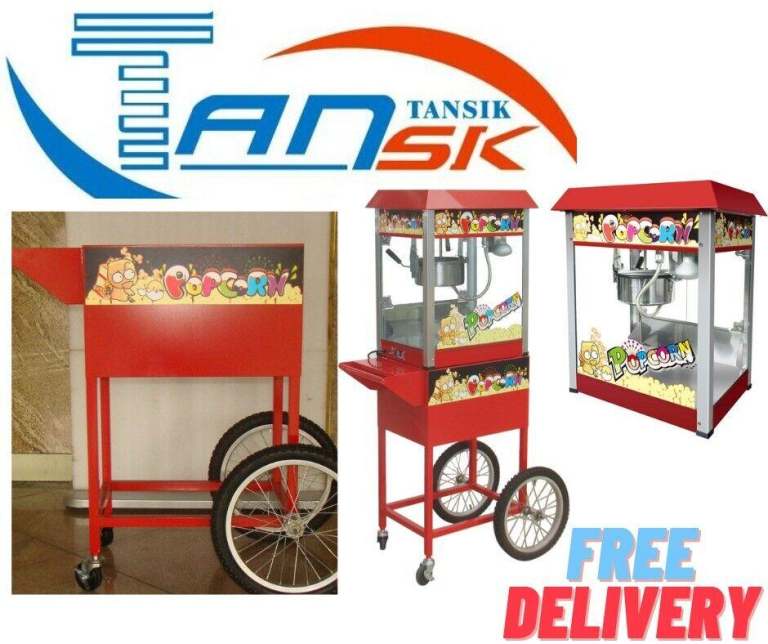 Brand New Popcorn Machine Popcorn Maker 220V 8oz With Stand Cycle Cart