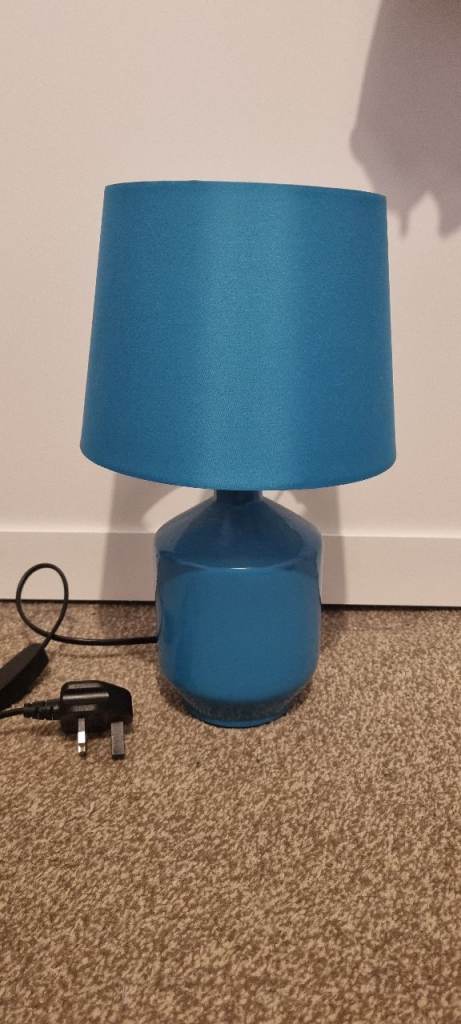 Small blue bedside lamp