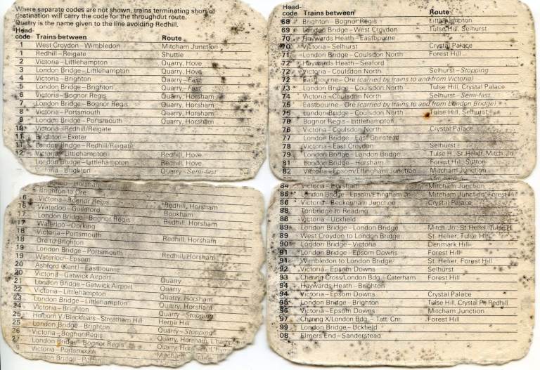 1978 BR Southern Central Headcodes Leaflet Badly Stained and torn 