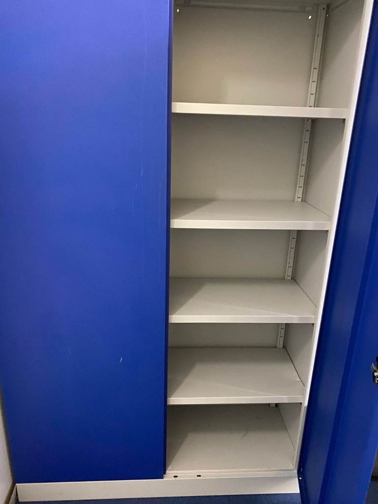 BiGDUG 195cm Steel Storage Cupboard, Lockable Office Garage Shelf Cabinet Blue