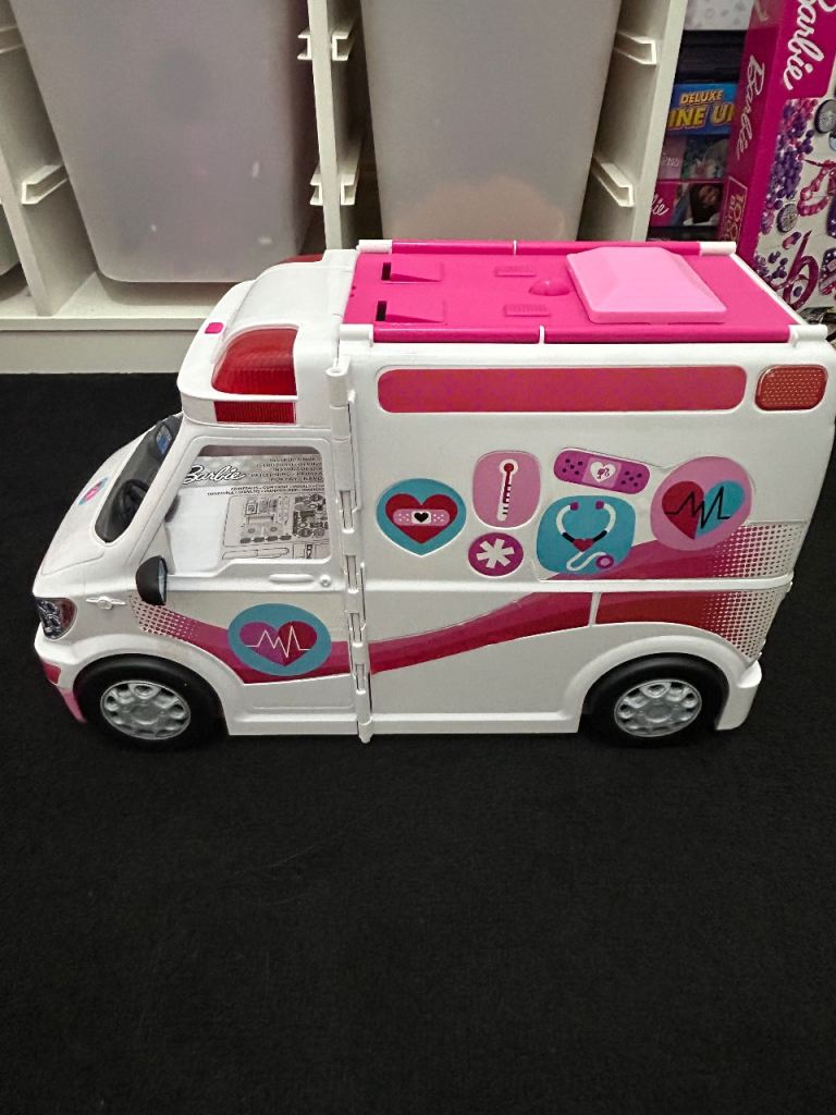 image for Barbie Ambulance and Hospital Playset, Emergency Vehicle with Lights and Sounds Transforms into Care