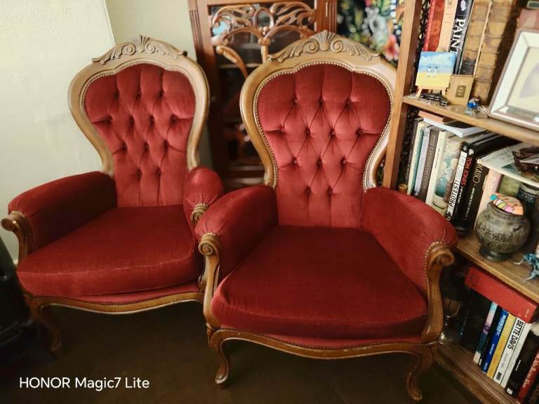 Matching pair, Victorian style armchairs