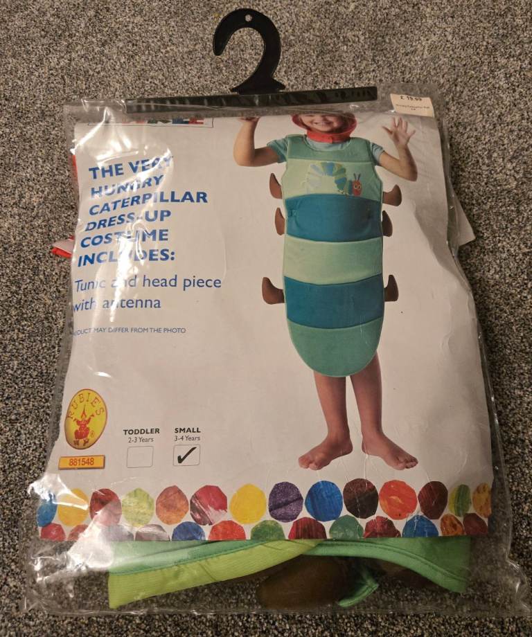 The Very Hungry Caterpillar Dress Up Costume Ages 3 to 4 size small NEW IN PACK