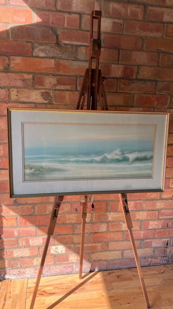 Signed Mid-Century Watercolour Seascape Painting – Framed & Glazed  