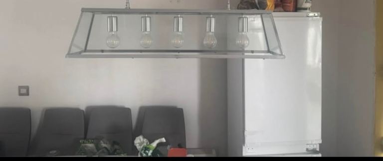 Pagazzi 5-Light Industrial Glass Pendant Bar – Polished Chrome